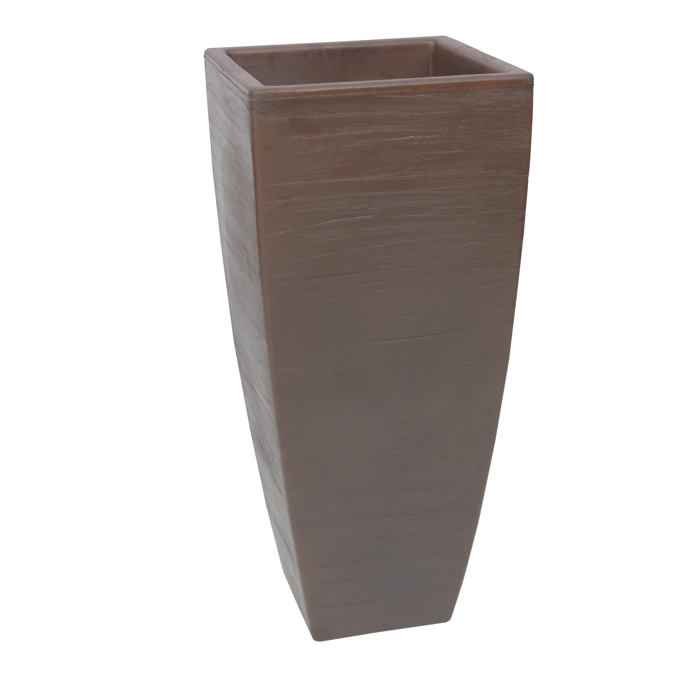 Ecobo 35.4’’Tall Eco-Friendly Rectangular Pot Planter - Capri Indoor/Outdoor Planter for Flowers \u0026 Plants - Contemporary All-Weather Design – Brown
